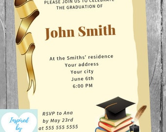 Graduation Invitation, Graduation Party Invitations, Graduation Announcement, Graduate, INSTANT DOWNLOAD Editable Invitation to Personalize