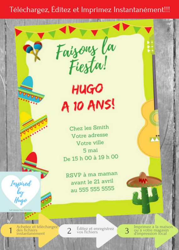 Invitation Fiesta Invitation Anniversaire Invitation Etsy Invitation Fiesta Invitation Anniversaire Invitation Etsy