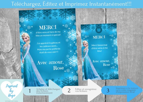 Carte De Remerciement La Reine Des Neiges Etiquette Disney Etsy