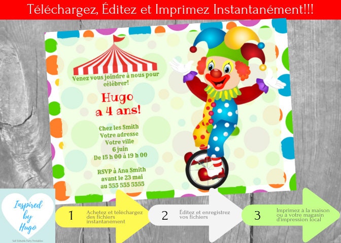 Invitation De Clown Fete D Anniversaire Enfants Fete De Etsy Invitation De Clown Fete D Anniversaire Enfants Fete De Etsy