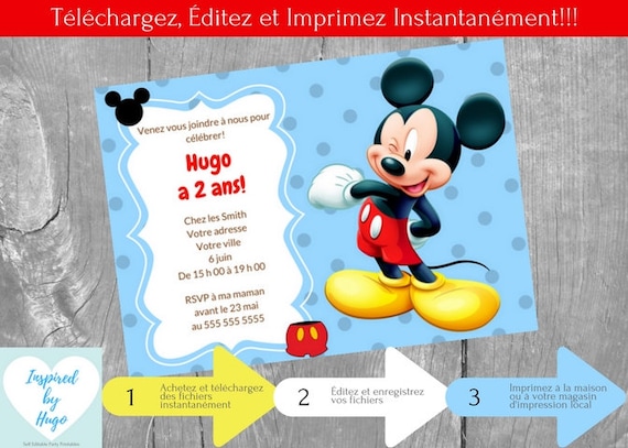 Invitation Mickey Mouse Fete D Anniversaire Garcon Maison Etsy