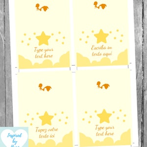Marque Place pour Buffet Bébé, Unisexe Shower de Bébé, Baby, Baptême Anniversaire Téléchargement Instantané Carte en français PDF modifiable