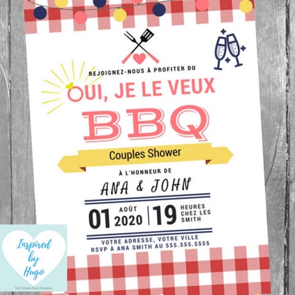 Invitation de Je le Veux BBQ Couples Shower - Invitation de Fiançailles - Téléchargement Instantané - Invitation Éditable à Personnaliser