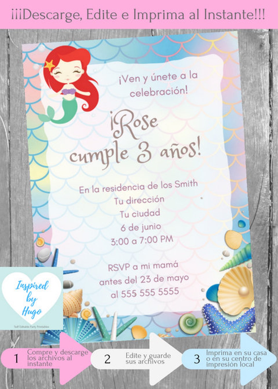 Decoración sirenita  Fiesta de cumpleaños de sirena, Invitaciones de  fiesta de sirena, Decoracion de sirenita ariel