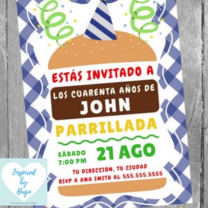 Invitation de BBQ pour fête d'anniversaire homme - Invitation d'anniversaire - Téléchargement Instantané - Invitation à Personnaliser