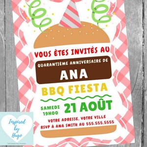 Invitation de BBQ pour fête d'anniversaire femme - Invitation d'anniversaire - Téléchargement Instantané - Invitation à Personnaliser