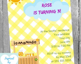 Lemonade Stand Invitation, Lemonade Birthday Party Invitation, Lemonade Invite, Lemonade INSTANT DOWNLOAD Editable Invitation to personalize