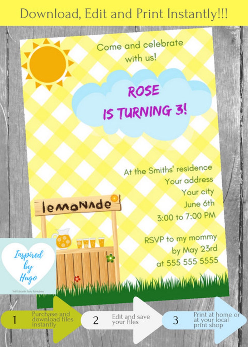 Lemonade Stand Invitation Lemonade Birthday Party Invitation | Etsy Lemonade Stand Invitation Lemonade Birthday Party Invitation | Etsy