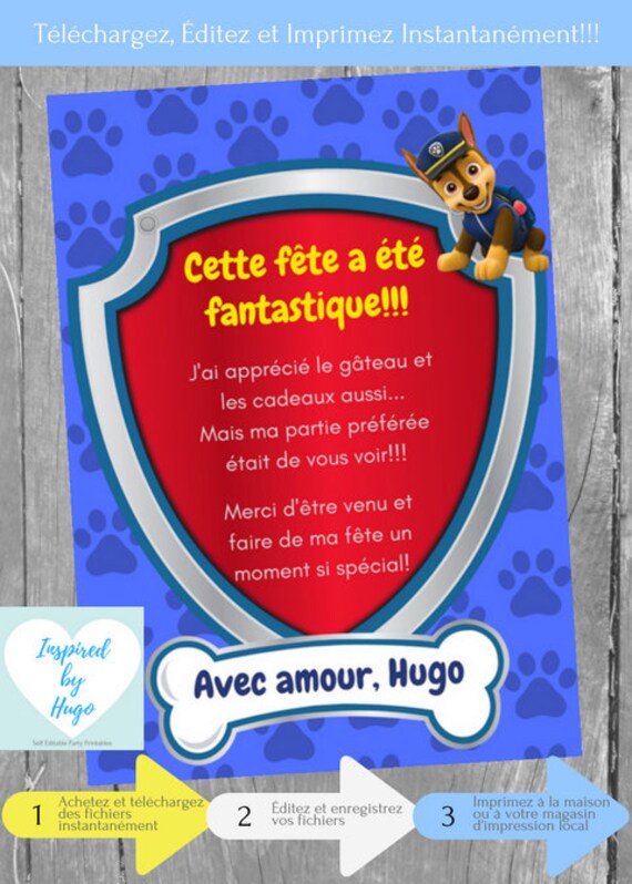 Pat Patrouille Invitation Fete D Anniversaire Garcon Etsy Singapore