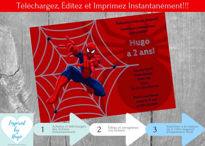 L Homme Araignee Invitation Fete D Anniversaire Etsy
