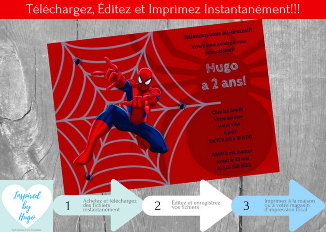 L Homme Araignee Invitation D Anniversaire Garcon Etsy Hong Kong