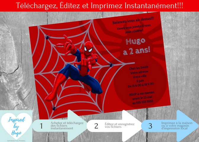 L Homme Araignee Invitation D Anniversaire Garcon Etsy Singapore