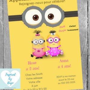 Minion Double Invitation D Anniversaire Garcon Moi Moche Etsy