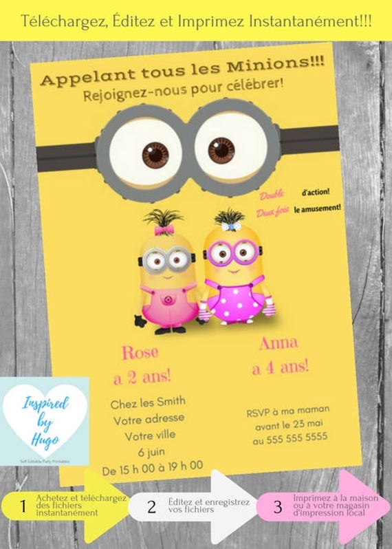 Carte Dinvitation Minion A Imprimer