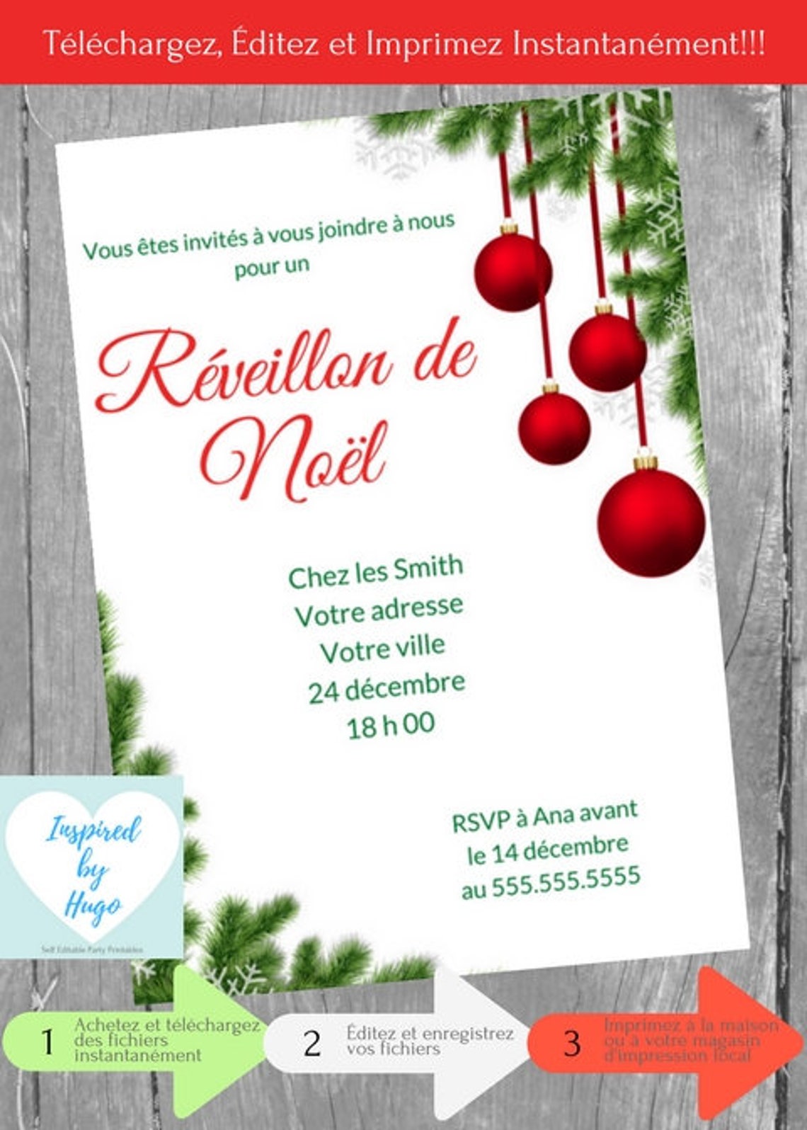 Invitation Réveillon De Noël, Repas De Noël, Souper De Noël, Dîner De
