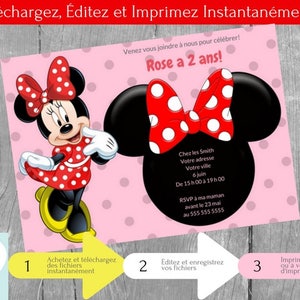 Invitation Minnie Mouse Fete D Anniversaire Fille Maison Etsy Invitation Minnie Mouse Fete D Anniversaire Fille Maison Etsy