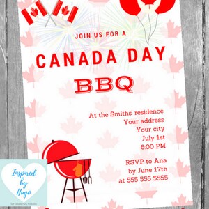 Invitation Fête du Canada, Invitation Fête du déménagement, BBQ, Idées de fête, Téléchargement Instantané, Carte en français PDF modifiable