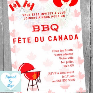 Invitation Fête du Canada, Invitation Fête du déménagement, BBQ, Idées de fête, Téléchargement Instantané, Carte en français PDF modifiable