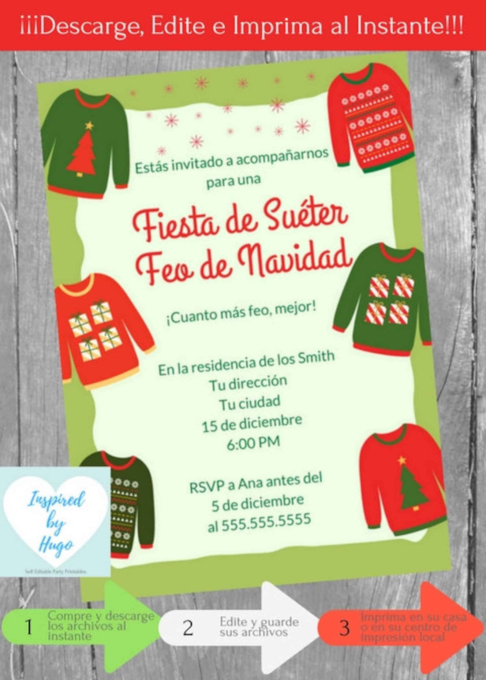 Invitación Fiesta de suéter feo de Navidad Fiesta Navideña Etsy