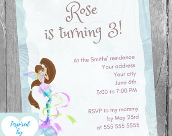 Mermaid Birthday Invitation, Mermaid Invitation, Mermaid Party, Mermaid Under the sea, INSTANT DOWNLOAD, Editable Invitation to personalize