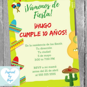 Invitation Fiesta, Invitation anniversaire, Invitation Mexicaine, Téléchargement Instantané, Invitation français Éditable à Personnaliser