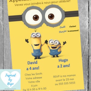 Minion Double Invitation Anniversaire Enfants Moi Moche Et Etsy Minion Double Invitation Anniversaire Enfants Moi Moche Et Etsy