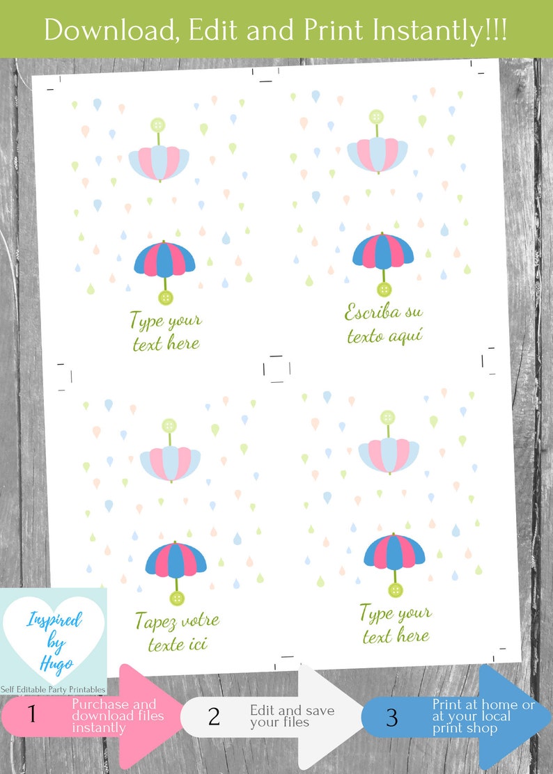 Umbrella Food Labels Tent Baby Shower Baptism Christening Etsy