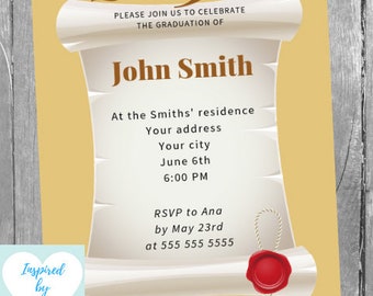 Graduation Invitation, Graduation Party Invitations, Graduation Announcement, Graduate, INSTANT DOWNLOAD Editable Invitation to Personalize