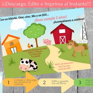 Ferme Invitation fête d'anniversaire fille et Carte de Remerciement Basse-cour Téléchargement Instantané Invitation français à Personnaliser
