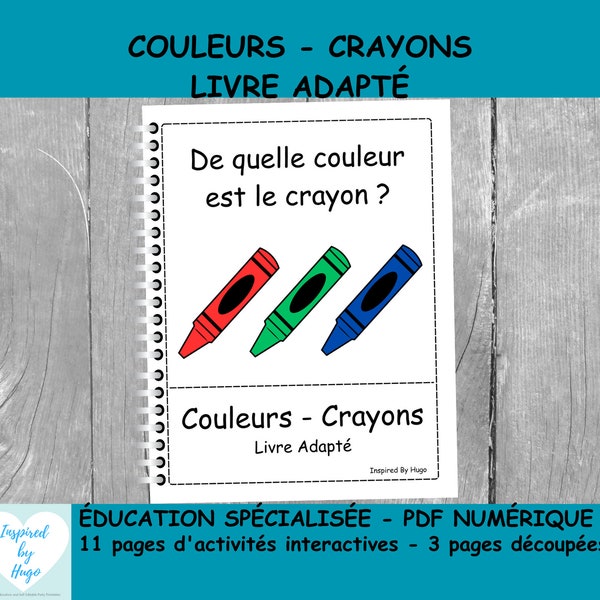 Livre adapté aux couleurs, Livre adapté imprimable, Ressource sur l’autisme TSA, Éducation spécialisée, correspondance et tri, Adapted Book