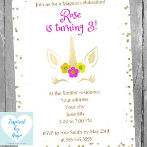 Unicorn Birthday Invitation, Glitter Unicorn Birthday Invitation, Magical Unicorn Invite INSTANT DOWNLOAD Editable Invitation to personalize