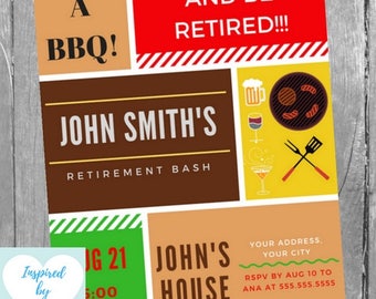 Retirement BBQ Invitation, Retirement Party Invitation, Farewell Invitation, Retirement, Instant Download Editable Invitation to personalize