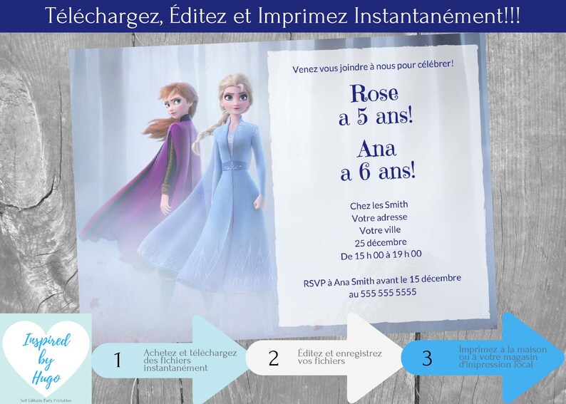Carte Invitation Anniversaire Reine Des Neiges www.etsy.com