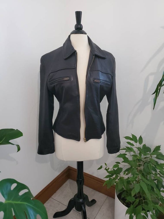 Vintage 90s leather jacket Buttery soft Made in C… - image 4