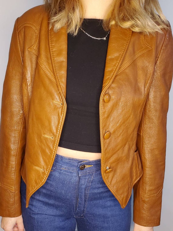 Vintage leather jacket with Harley patch - image 2