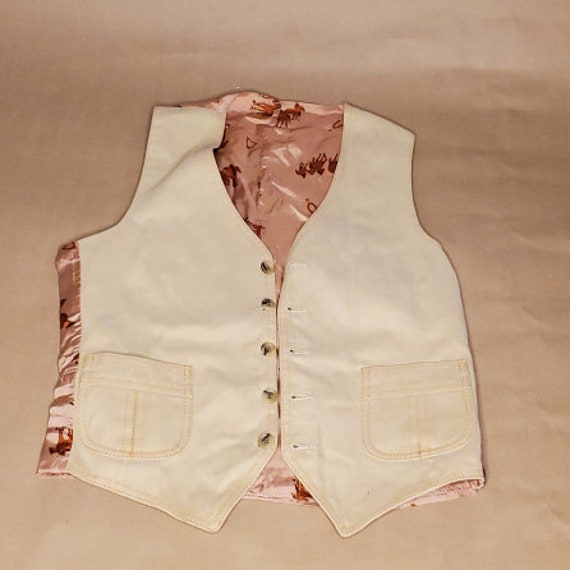 Vintage western style horse print vest, cotton an… - image 1