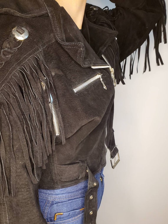 Vintage suede fringe motorcycle jacket - image 1