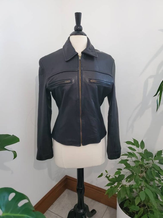 Vintage 90s leather jacket Buttery soft Made in C… - image 1