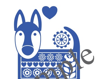 Dog Art Work_Scandinavian Style Dog Sampler 1.2_GERMAN SHEPARD_SEA BLUE_Can be Personalized_BONUS Guides_Dog Clip Art_Digital Download_PDF