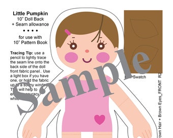 Cloth Doll Pattern_10" Pumpkin Friend Doll_LT + BROWN + BROWN_EASY Print-Cut-Sew Cloth Doll Panel_Dollmaking_Digital Download_PDF Pattern