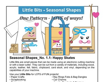 Seasonal Shapes 1.1 Happy Skate Pattern - SVG Cut Files + PDF Pattern * Paper Crafts * Jewelry * Wood  Laser * Digital Download Licensed Use