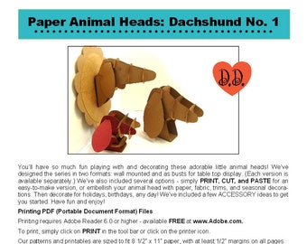 Dachshund Paper Craft Pattern, Wall-Mounted Dog Head (Digital Download)