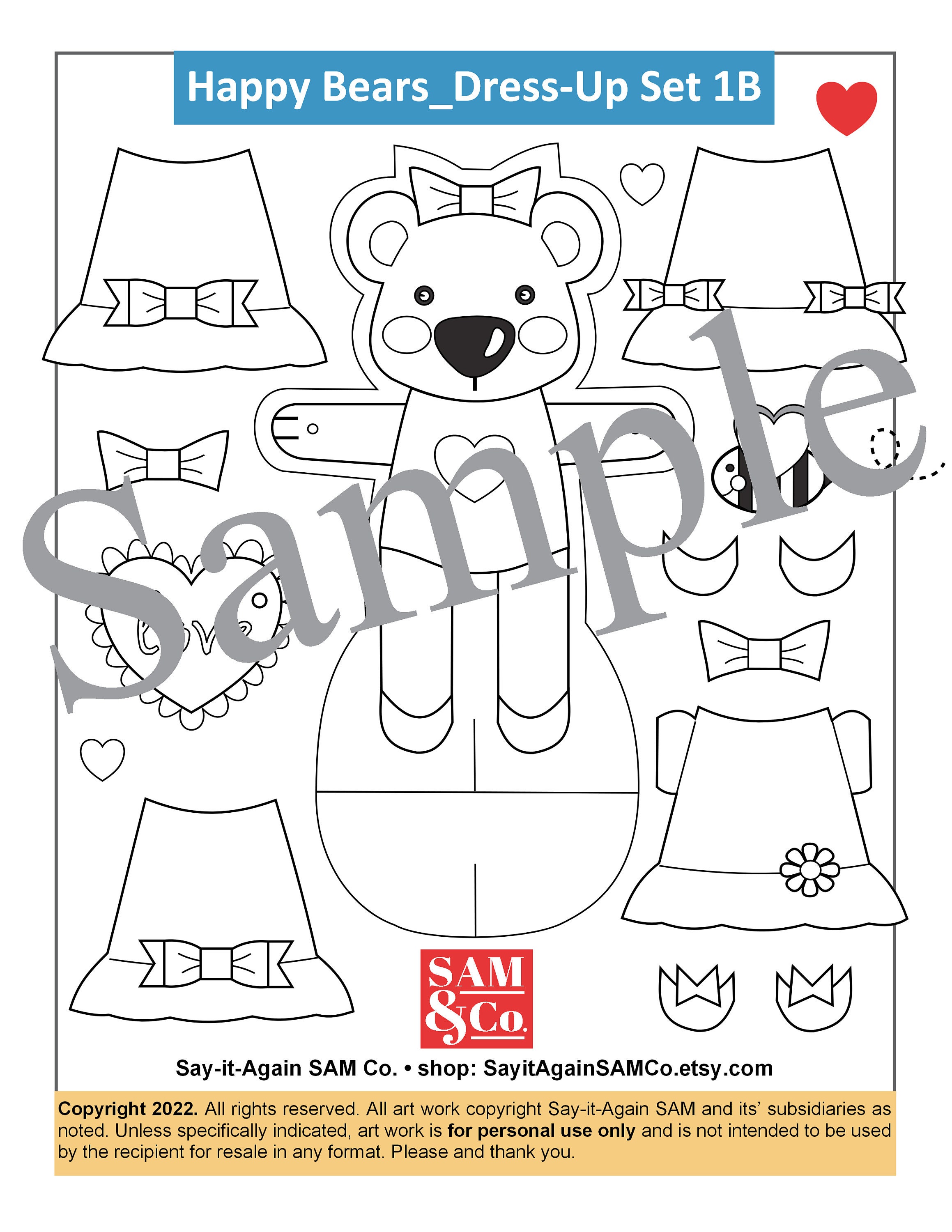 Paper Dolls * Happy Bears 2.2 Dress-up Set * B&W Coloring Book Sheets ...