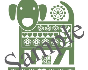 Dog Art Work_Scandinavian Style Dog Sampler 1.1_LABRADOR_GREEN_Can be Personalized!_BONUS Project Guides_Dog Clip Art_Digital Download_PDF