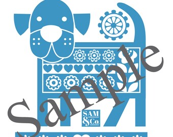 Dog Art Work_Scandinavian Style Dog Sampler 1.7_BOXER_BLUE_Can be Personalized_BONUS Project Guides_Dog Clip Art_Digital Download_PDF