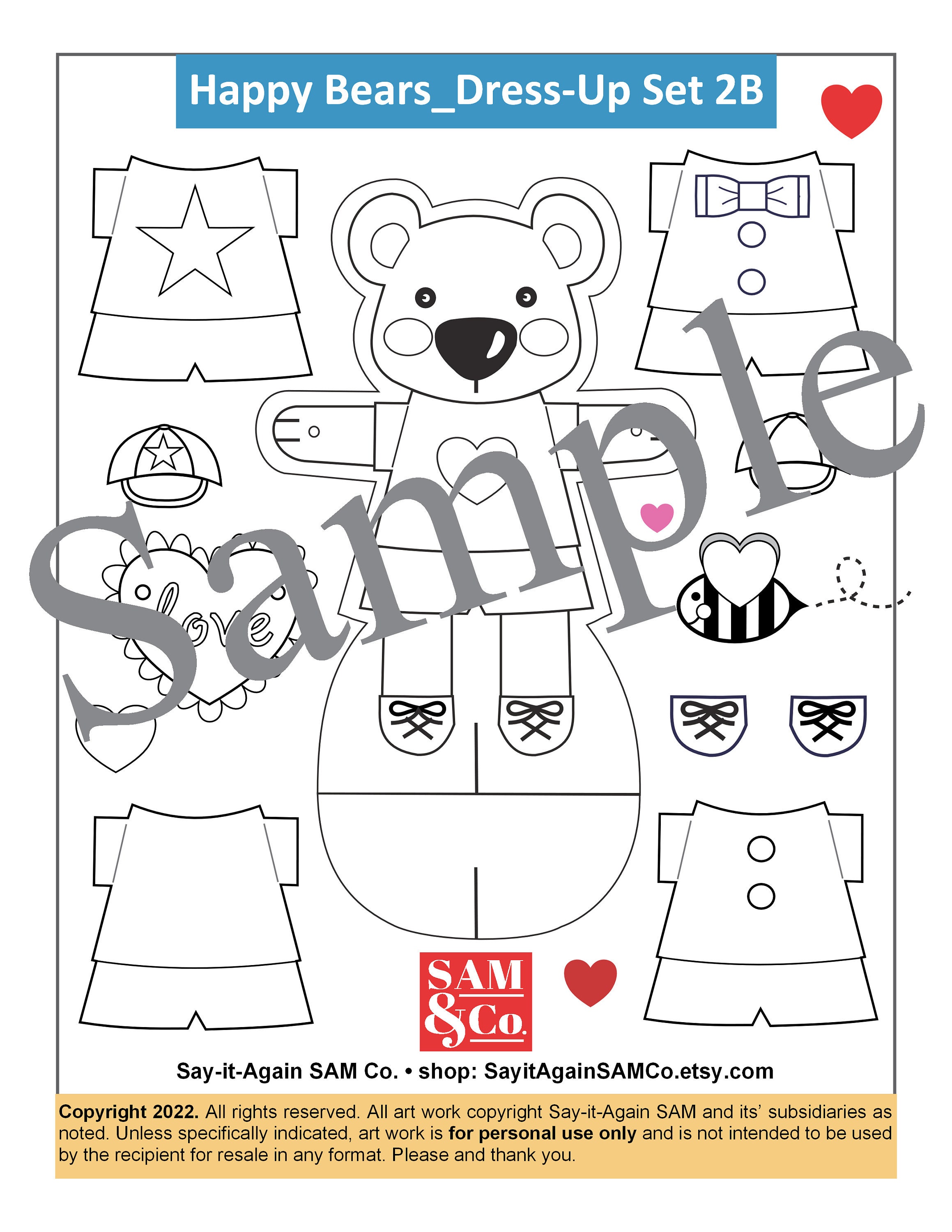 Paper Dolls * Happy Bears 2.2 Dress-up Set * B&W Coloring Book Sheets ...