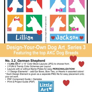 Design Your Own Dog Art * PERSONALIZED Dog Clip Art * No. 3.2 German Shepherd Color Block Art * Lots of FUN options! * Digital Download
