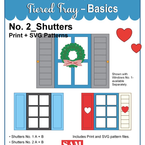 Tiered Tray Decor No. 2 SHUTTERS Digital Pattern _ Print Pattern + SVG Files _ Paper Craft - Woodcraft - Laser * Digital Download + PERSONAL