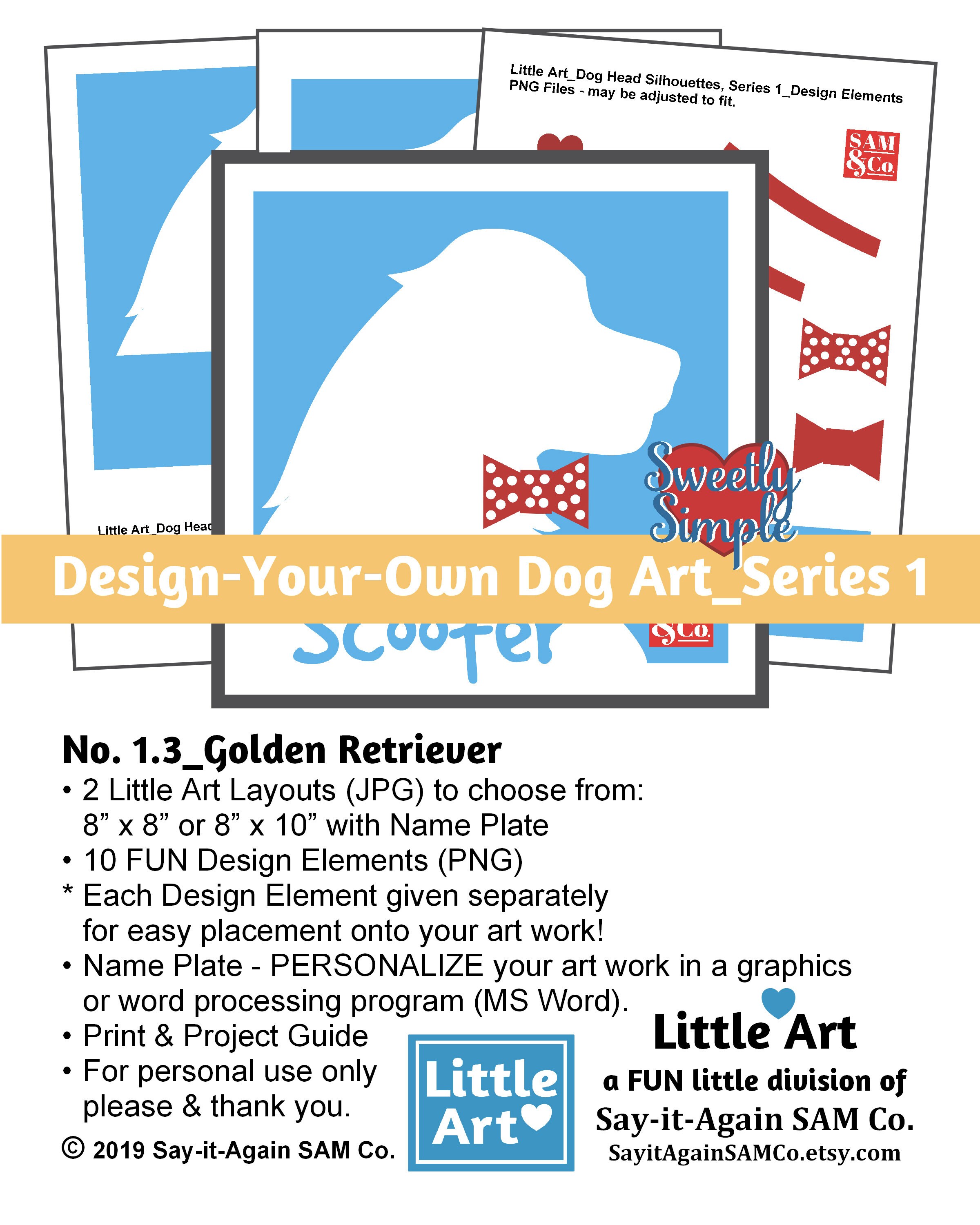 Design Your Own Dog Art PERSONALIZED Dog Clip Art No. 3 Golden Retriever Art  Lots of CUTE & FUN Options Digital Download - Etsy