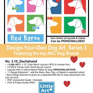 Design Your Own Dog Art * PERSONALIZED Dog Clip Art * No. 3.10 Dachshund Color Block Art * Lots of FUN options! * Digital Download
